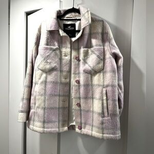Hollister ASOS Plaid Shacket in Lavender Cream